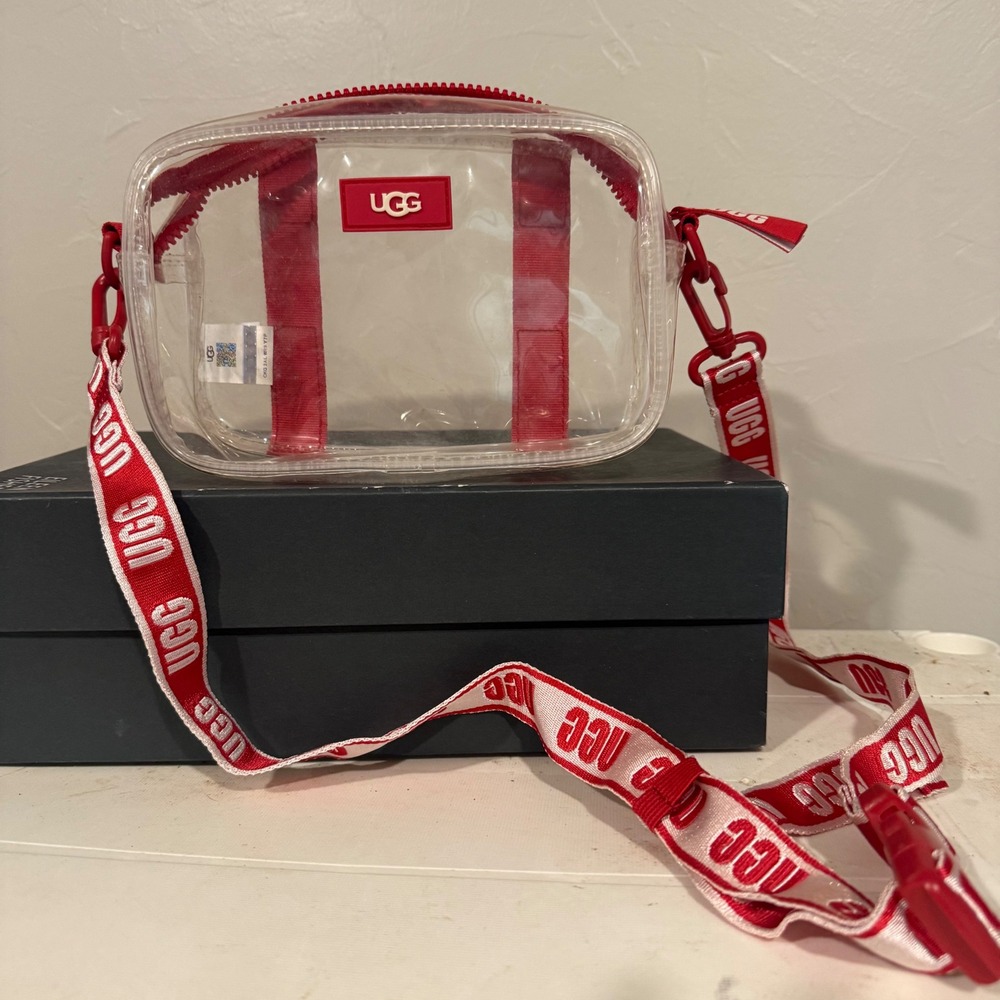 UGG Janey II Clear Crossbody Bag Womens Small Clear Red Excellent Stadium Bag